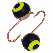 Дробинка с ушком d 5,0 мм, вес 1,21 гр, медь с черно-лимонным глазком /10 шт/